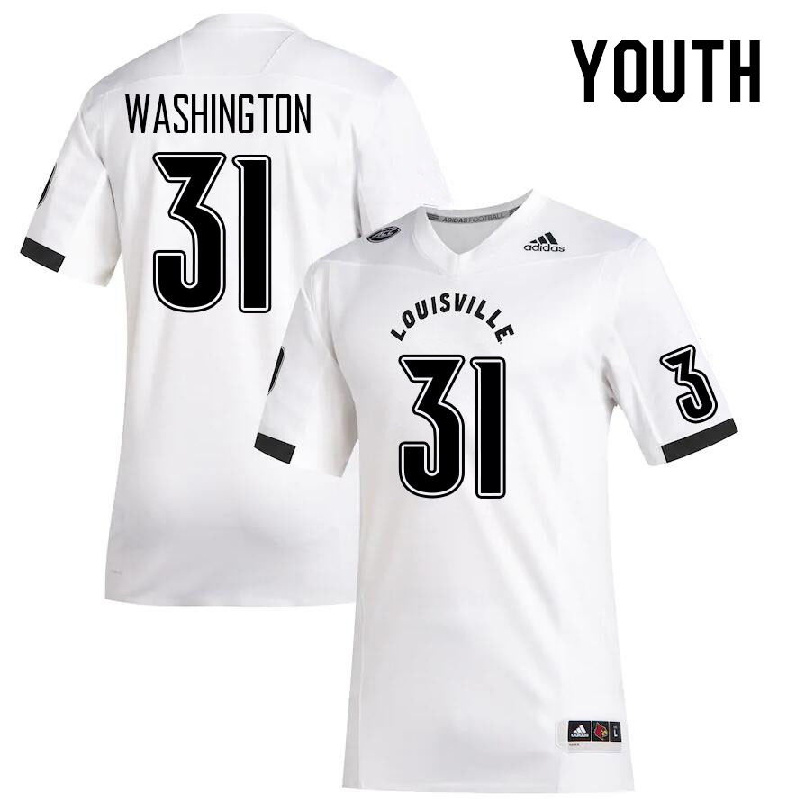 Youth #31 Marcus Washington Louisville Cardinals College Football Jerseys Stitched Sale-White